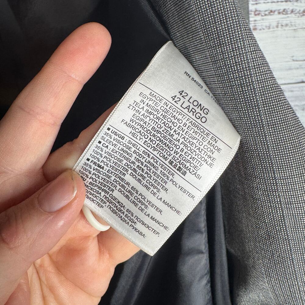 Banana Republic 42L Tailored Fit Gray Blazer Sport Coat Two Button Wool Blend - Picture 4 of 4